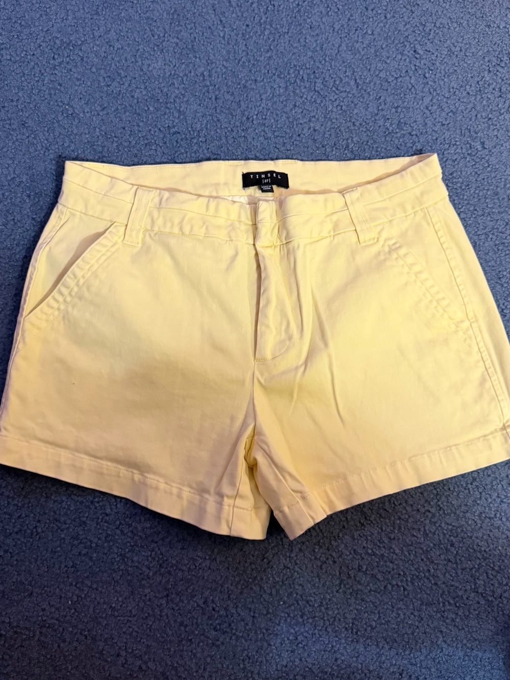 Tinsel Pale Yellow Cotton Blend Women's Bermuda Shorts